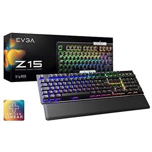 EVGA Z15 RGB Gaming Keyboard, RGB Backlit LED, Hot Swappable Mechanical Kailh Speed Silver Switches (Linear)