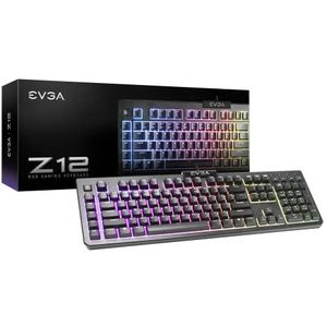 EVGA Z12 RGB Gaming Keyboard, RGB Backlit LED, 5 programmeerbaar, Makro Keys, Dedicated Media Keys, Waterbestendig, US Layout 834-W0-12US-KR Light Grey
