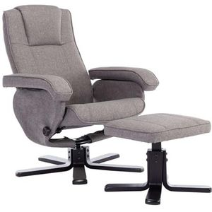 SVITA Charles relaxstoel kruk televisiestoel draaistoel polyester hout grijs