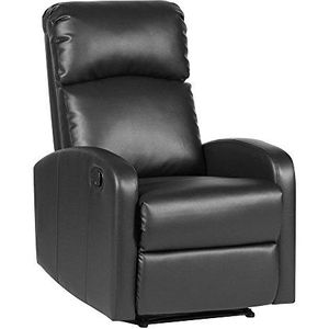 SVITA LEX Relaxstoel, televisiestoel, ruststoel met verstelbare beensteun en ligfunctie, kunstleer, kleurkeuze (zwart)