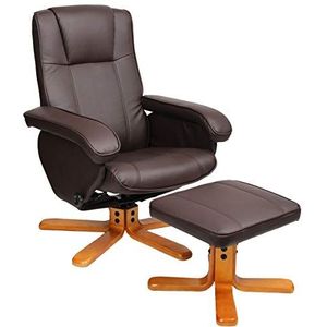 SVITA - Relaxfauteuil Charles - Bruin - Kunstleer - Met Bijbehorende Kruk