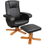 SVITA Charles relaxstoel TV stoel woonkamer stoel draaistoel kruk been steun televisie stoel draaistoel leesstoel zwart