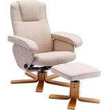 SVITA Charles relax fauteuil Kruk fauteuil Beige TV fauteuil Draaifauteuil Polyester hout - beige 90335
