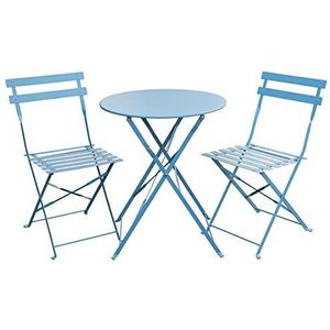 SVITA Balkonmeubels bistroset stoel tafel tuin bistro café metalen klapmeubels blauw set - blauw Staal 90743