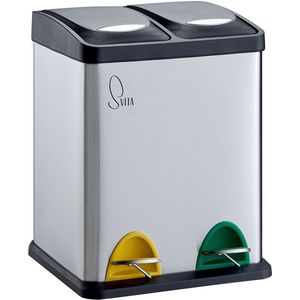SVITA - TC2X8 - Afvalbak - Zilver - 16 Liter - Roestvrij Staal