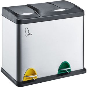 SVITA - TC2Combo26 - Pedaalemmer - Zilver - 26 Liter - 2-delige Afvalscheiding