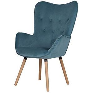 SVITA CLEO vleugelstoel fluweel TV fauteuil Relax fauteuil petrol - blauw Textiel 91067