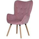 SVITA Cleo Wing fauteuil Fluwelen bekleding Televisiestoel Relaxstoel Roze