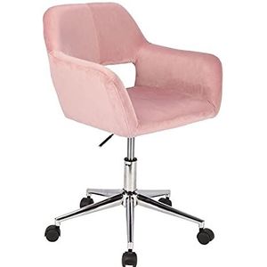 SVITA Jill Draaistoel, bureaustoel, in hoogte verstelbaar, met armleuningen en wielen (fluweel, roze)