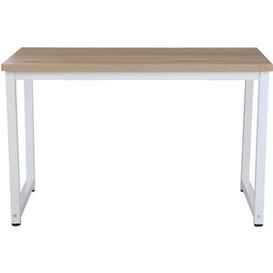 SVITA Uni, bureautafel, eiken-look, witte metalen poten, computertafel, bureau, werktafel, pc-tafel