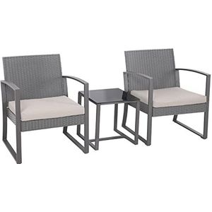 SVITA LOIS L poly rotan zitgroep tuinmeubelset tafel fauteuil set grijs - grijs 91179