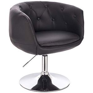 SVITA Panama retro lounge fauteuil cocktail fauteuil zwart kunstlederen schijfonderstel - zwart Metaal 91274