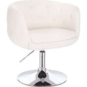 SVITA Panama Retro loungestoel, gestoffeerde stoel, cocktailstoel, wit, kunstleer, platte voet