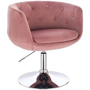 SVITA Panama retro lounge fauteuil cocktail fauteuil antiek roze fluweel look schijf voet - roze Metaal 91277