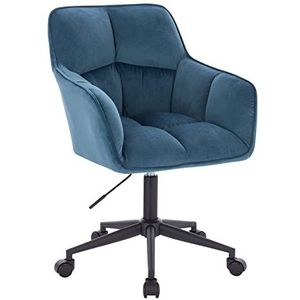 SVITA JERRY bureaustoel met armleuningen in hoogte verstelbare draaistoel met wielen fluweelblauw - blauw Polyester 91544