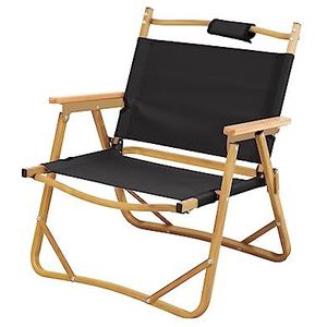 Jawinio Outdoor campingstoel hout opvouwbaar met armleuningen vouwstoel zwart