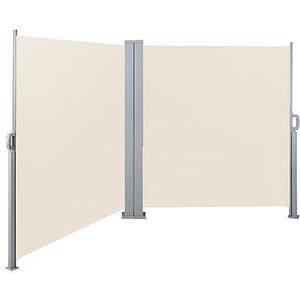 SVITA Dubbel zijluifel uittrekbaar vrijstaand privacyscherm 600x160 cm Beige - beige 91653