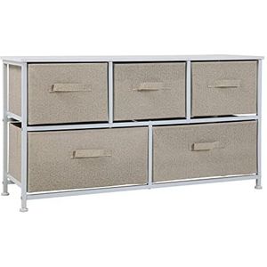 SVITA TARO dressoir met stoffen laden Metalen legplank Stoffen ladekast Wit/beige - wit 92743