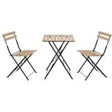 SVITA Bistro-set 3-delig tafel met 2 stoelen inklapbaar balkon zwart metaal hout