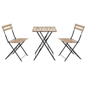 SVITA Bistro-set 3-delig tafel met 2 stoelen inklapbaar balkon zwart metaal hout