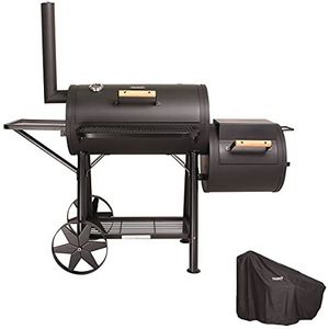 TAINO Yuma stevige rookoven BBQ GRILLWAGEN houtskoolgrill 90 kg 3,5mm set motorkap - zwart 93432