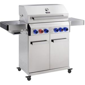 TAINO PLATINUM 4+2 gasbarbecue roestvrij staal BBQ sear zone achterbrander keramisch - zilver Roestvrij staal 93504