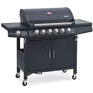 TAINO RED 6+1 gasbarbecue BBQ GRILLWAGEN RVS branders+ zijbrander zwart - zwart Staal 93516