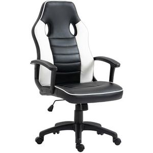 SVITA Gamingstoel voor kinderen, ergonomische pc-stoel, in hoogte verstelbaar, hoge rugleuning, tieners, zwart/wit