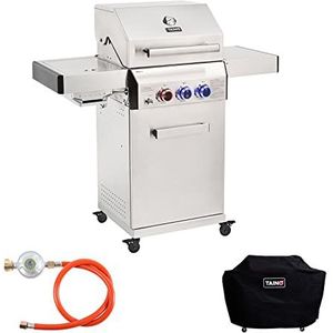 TAINO PLATINUM 2+1 gasbarbecueset hoes gasregelaar RVS keramische brander - zilver Roestvrij staal 95502