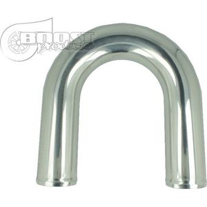 Aluminium bocht 180° met een diameter van 50 mm, doorn gebogen, gepolijst