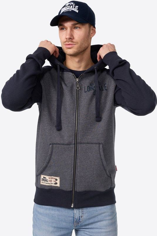 LONSDALE Sweatvest 'Slough'  marine / blauw gemêleerd / grijs / rood