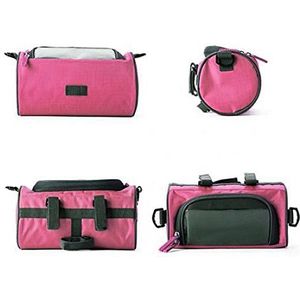 System-S Fietstas, 2-in-1, fietsstuurtas, schoudertas, beschermhoes voor 4,8 inch apparaten en smartphones, roze