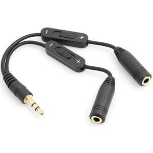 System-S Y-kabel stereo hoofdtelefoon 3,5 mm jack plug naar 2 x 3,5 mm jack jack met aparte volumeregeling