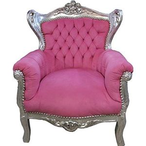 Casa Padrino Baroque Kids Armchair Rose/Silver- Baroque furniture