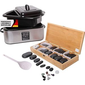 Hot Stone Set grote verwarmer ca. 20 liter + 64 Hot Stones warmtebehandeling hete stenen