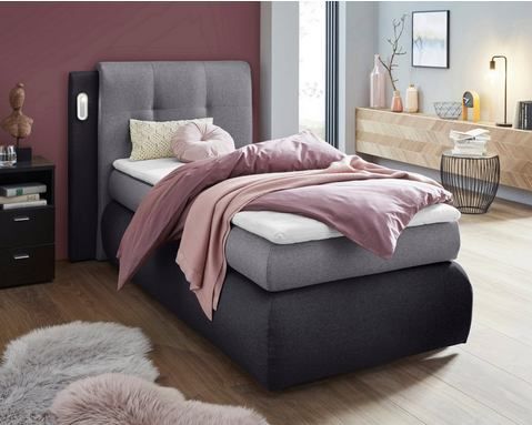 COLLECTION AB Boxspringbett "Borna", inklusive Bettkasten, LED-Beleuchtung und Topper