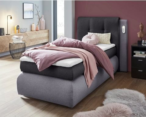 COLLECTION AB Boxspringbett "Borna", inklusive Bettkasten, LED-Beleuchtung und Topper