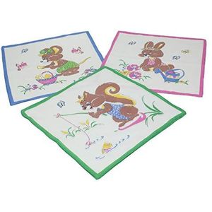 Betz Set van 12 stoffen zakdoeken voor kinderen, afmetingen 26 x 26 cm, 100% katoen, verschillende motieven, design 6, 26x26cm