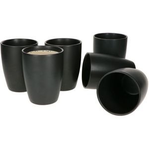 SOL Grote zwarte mokken set van 170 - 50 ml oversized keramische kopjes met handgrepen voor thee, koffie en warme dranken - stijlvol en duurzaam - magnetron- en vaatwasmachinebestendig, ideaal voor