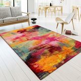 Teppich Modern Design Teppich Leinwand Optik Multicolour Grün Blau Rot Gelb 160x230 cm - Paco Home