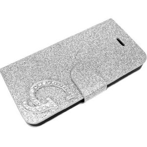 Exklusive-Cad SAM-S4 Strass Bling Strass Flip Case Tas Cover Case met magnetische sluiting voor Samsung Galaxy S4 Mini in zilver
