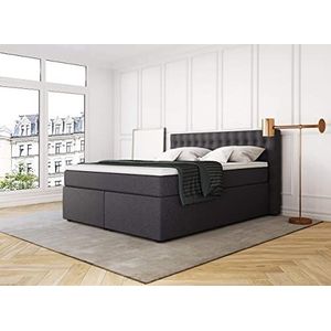 Betten Jumbo King boxspring bed 180x200 cm met 7-zone pocketvering matras | hardheidsgraad H3 en 6cm topper | kleur antraciet | diverse maten leverbaar