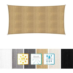 Rechthoekige luifel van Lumaland incl. spankoorden|Rechthoekig 2 x 4 m| 160 g/m² - zandkleur