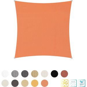 Vierkante luifel van Lumaland incl. spankoorden|polyester met dubbele pu-laag | Vierkant 3 x 3 m| 160 g/m² - oranje