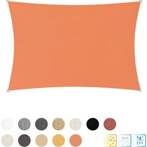 Rechthoekige luifel van Lumaland incl. spankoorden|polyester met dubbele pu-laag | Rechthoekig 3 x 4 Meter | 160 g/m² - oranje