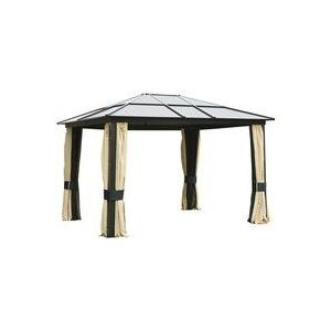 Outsunny Luxe aluminium paviljoen partytent tuintent met doorschijnend dak 3 x 3,6 m zwart 01-0865