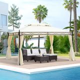 Outsunny Luxus Pavillon Gartenpavillon 3x4 m Creme, Partyzelt Festzelt Gartenzelt Pagode für Garten & Terrasse  Aosom.de