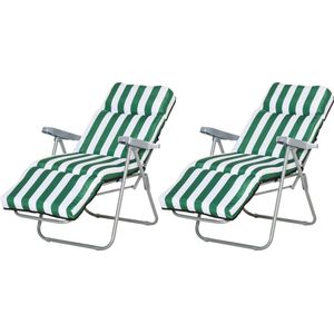 Outsunny 2 x klapstoel ligstoel ligbank relaxstoel tuinstoel ligmeubel bekleding 01-0710