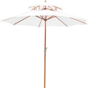 Outsunny Zonnescherm tuinscherm dubbel dak houten parasol houten balkonparasol 840-025CW