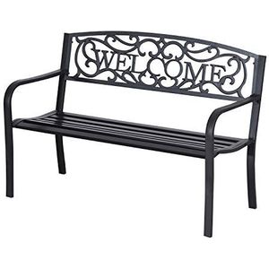 OUTSUNNY Gartenbank 2-Sitzer Metall Parkbank für Garten & Terrasse, stabile Sitzbank mit elegantem Design  Aosom.de